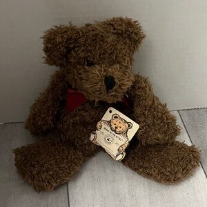 Boyds Bears Fluffy Brown Bear with Red Bow